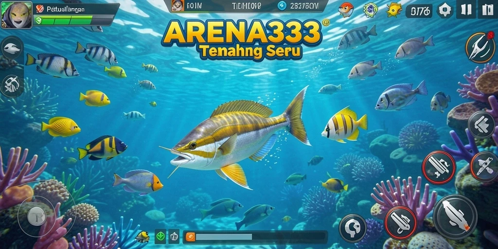Screenshot ARENA333 menampilkan aksi seru menembak ikan.