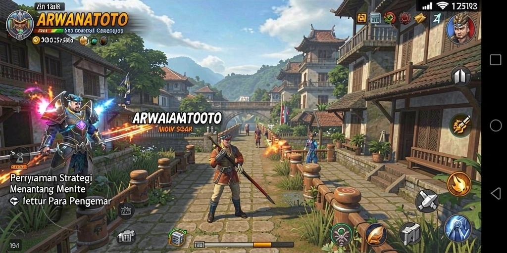 Tampilan seru dari permainan strategi ARWANATOTO dengan pertarungan yang intens.