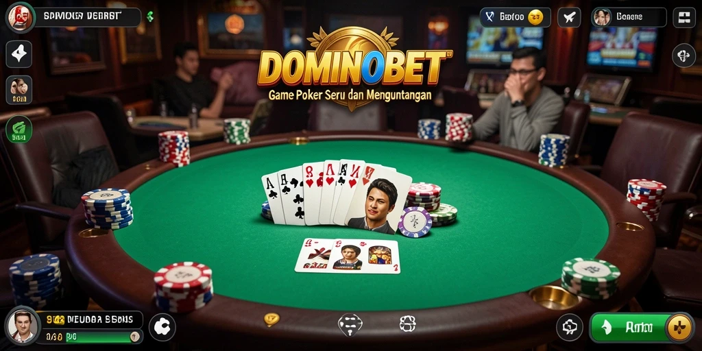 Tampilan gameplay seru dalam DOMINOBET dengan aksi Poker.