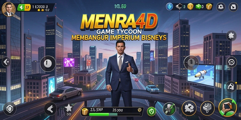 Tampilan gameplay MENARA4D menunjukkan manajemen bisnis yang seru dan menantang.