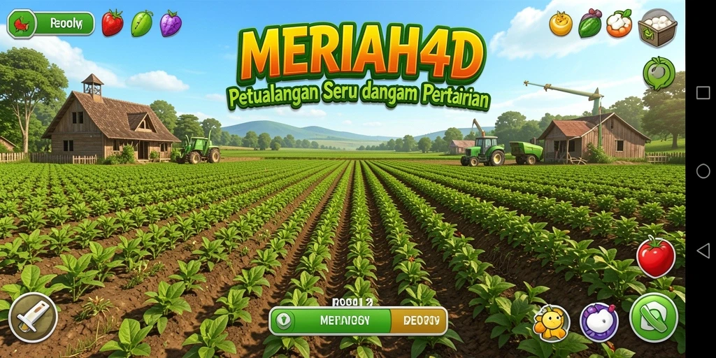 Screenshot gameplay MERIAH4D menampilkan ladang pertanian yang indah dan interaktif.
