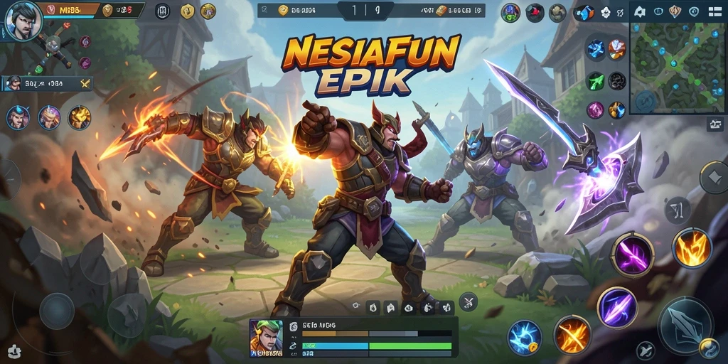 Gameplay seru di arena pertarungan NESIAFUN.