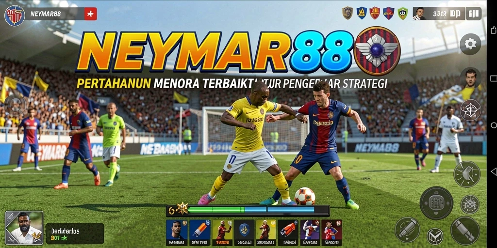 Tampilan gameplay NEYMAR88 dengan menara pertahanan strategis.